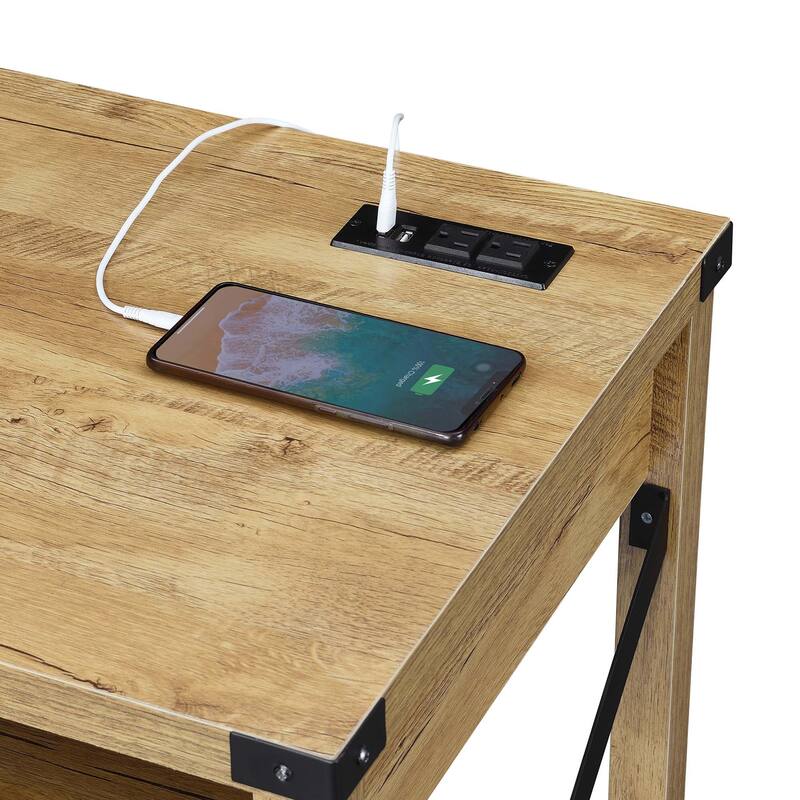 Convenience Concepts Durango 42 Inch Desk with Charging Station and Shelves