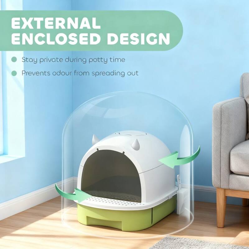 Green Cat Litter Box with Lid