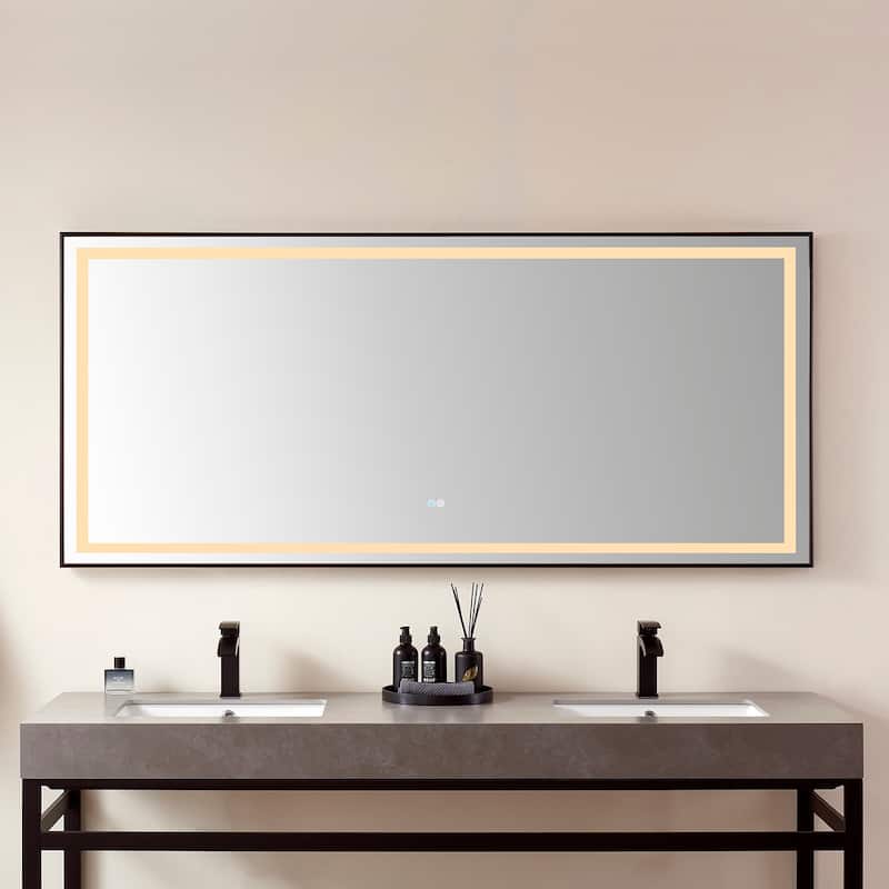 72" Rectangular LED Lighted Accent Bathroom/Vanity Wall Mirror - 72
