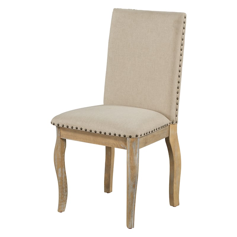 Modern Set of 4 Dining Chairs with Upholstered Fabric and Nailhead Trim for Dining Room and Living Room