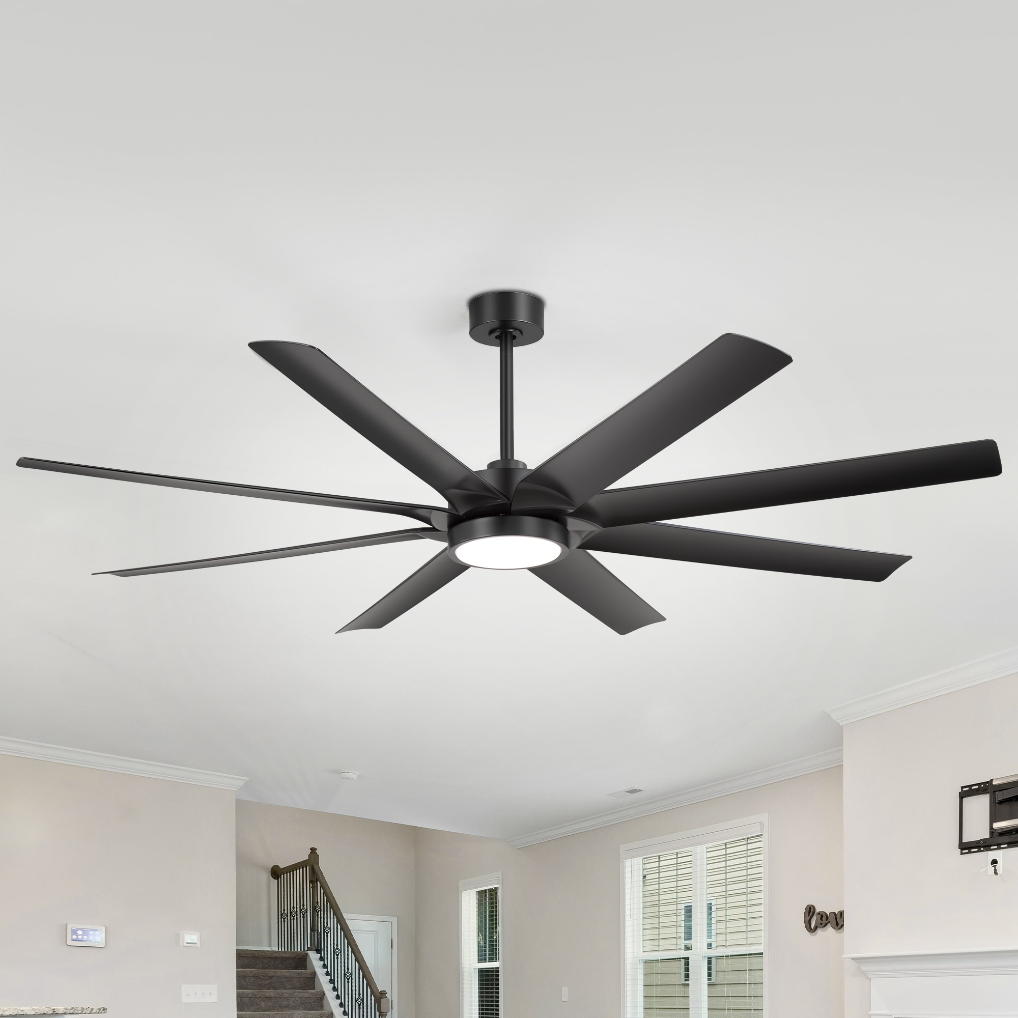 Airsurfer 72-inch Large LED Ceiling Fan with Light and Remote(8-Blades)