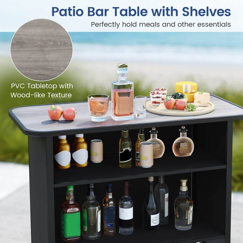 Costway 3 PCS Outdoor Bar Set Bar Height Table & Armchairs with - See Details