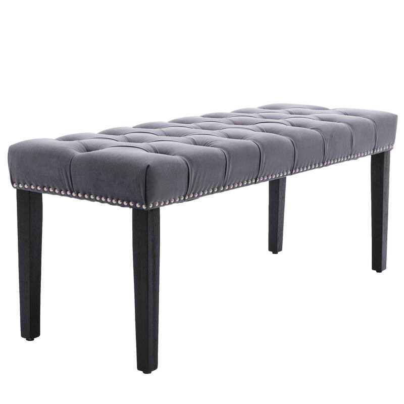 Tufted Velvet Bench Ottoman - Versatile Seating and Footrest for Living Room, Entryway, and Bedroom