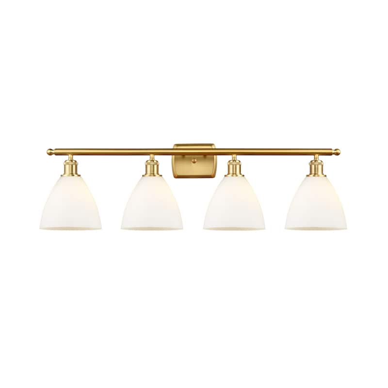 Innovations Lighting 516-4W-12-38 Bristol Vanity Bristol Glass 4 Light - Satin Gold / Matte White
