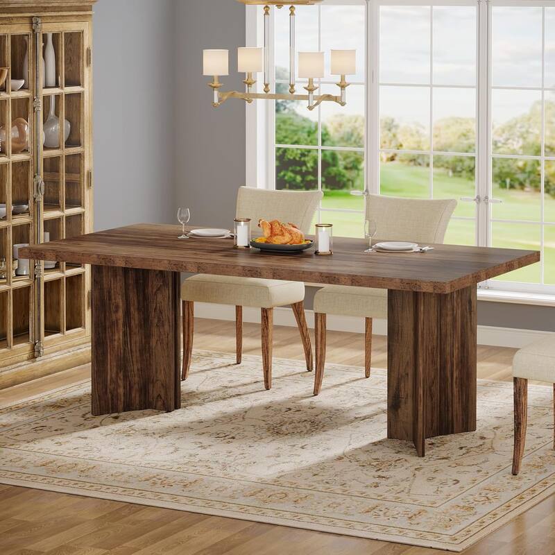 63-inch Rectangle Wooden Dining Table with Large Tabletop and Heavy Duty Legs for 4 to 6 People