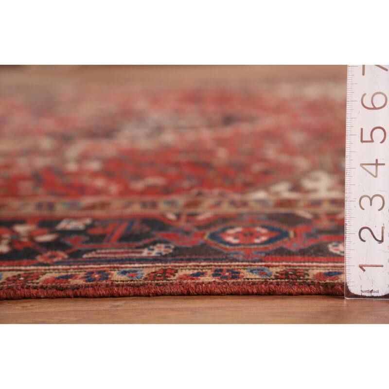 Hand Knotted Oriental 100% Wool Carpet Traditional Medallion Red Heriz Area Rug - 10' 8'' X 8' 2''