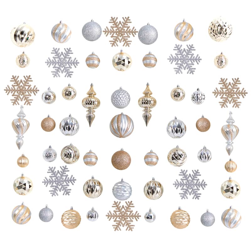 Holiday Deluxe Shatterproof 81 Count Christmas Tree Ornament Box Set - 3.5