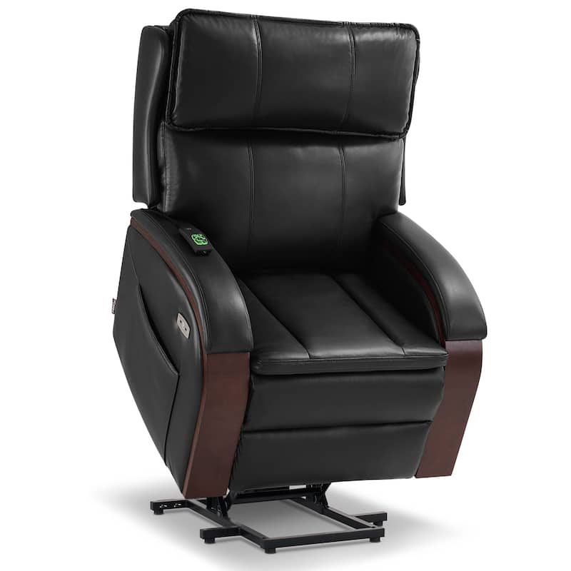 MCombo Recliner Chair Sofa with Adjustable Headrest, Solid Wood Armrest, Breathable Leather 7917