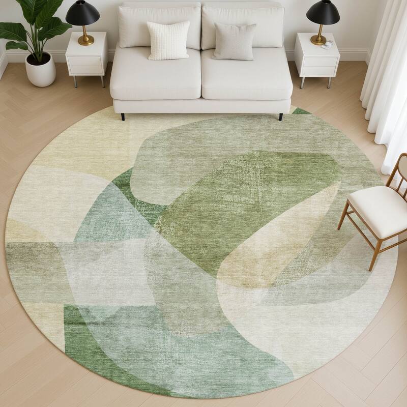 Premium Washable Super Soft Casual Contemporary Mayfield Rug - Aloe - 8' x 8'