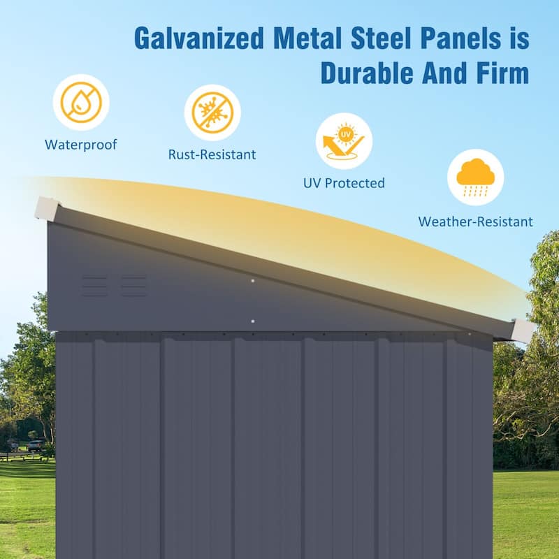 VEIKOUS Outdoor Storage Shed with lean-to Roof for Backyard