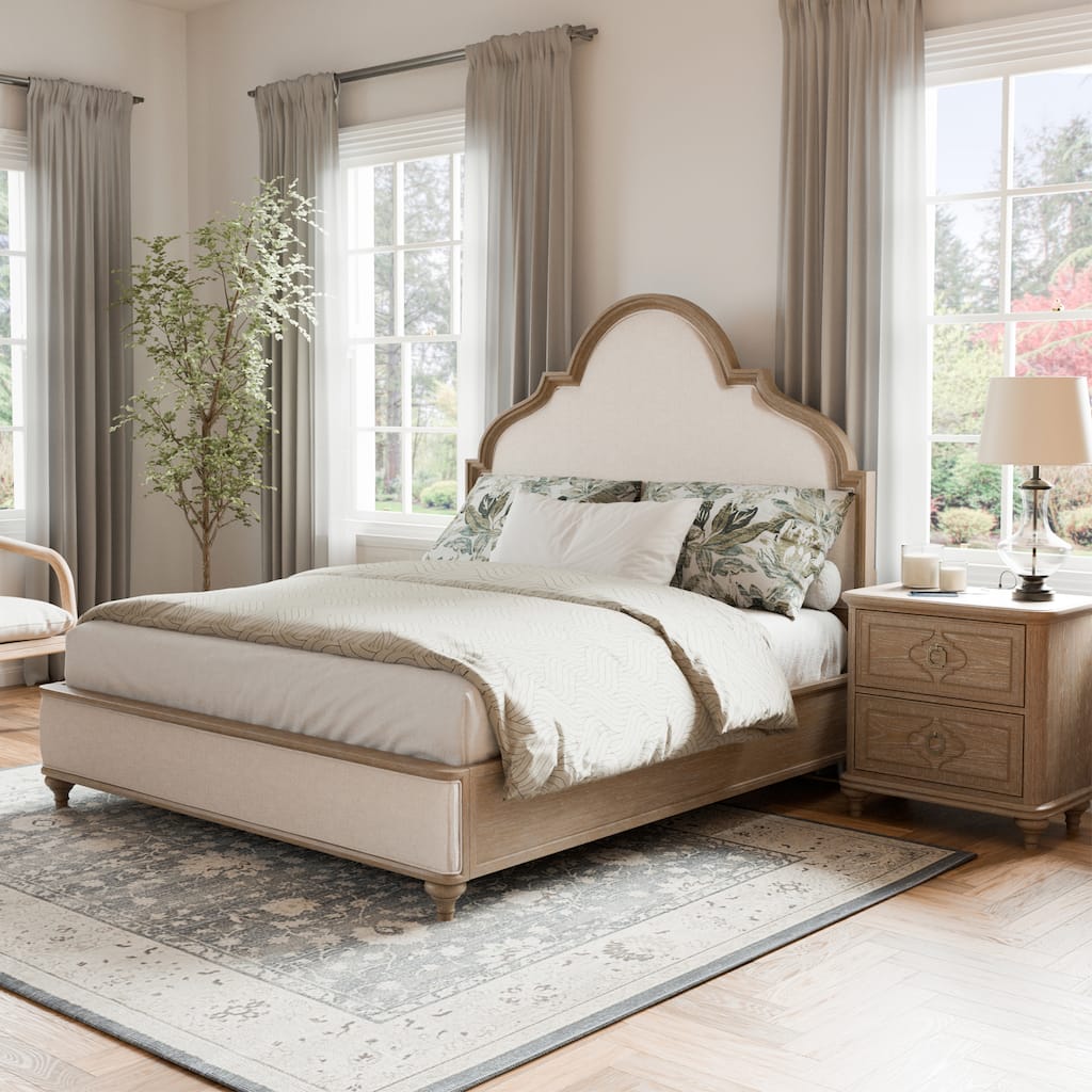 Furniture of America Aveline Modern 2-Piece Rustic Oak Solid Wood Panel Bedroom Set