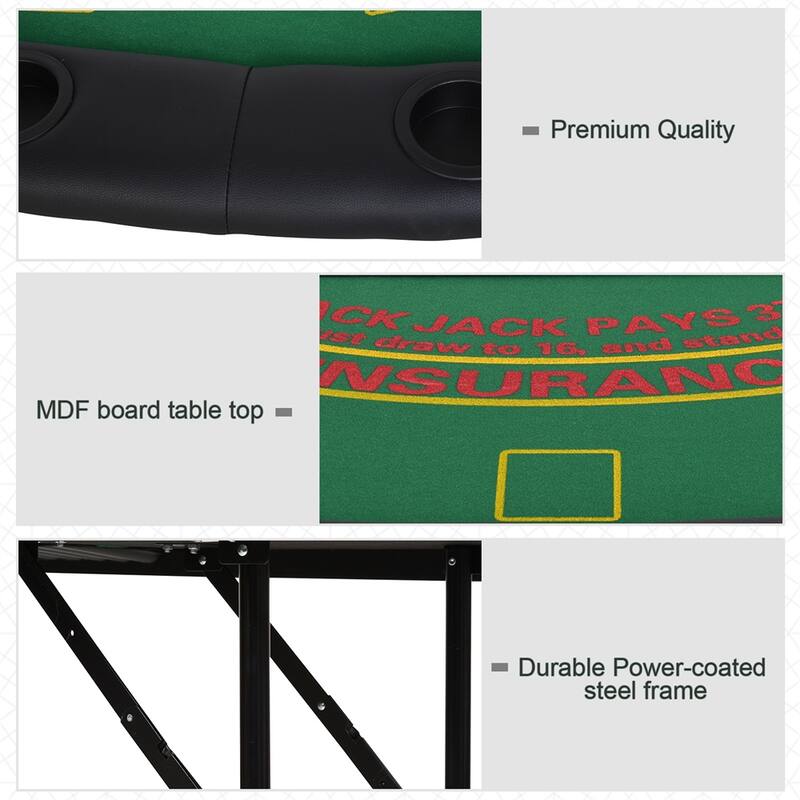 Poker Table Foldable,72" Blackjack Table for 7 Players with Chip