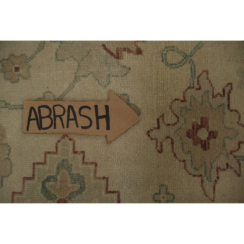Hand Knotted Oriental 100% Wool Carpet Traditional Geometric Beige & Ivories Ziegler Area Rug - 13' 4'' X 9' 10''