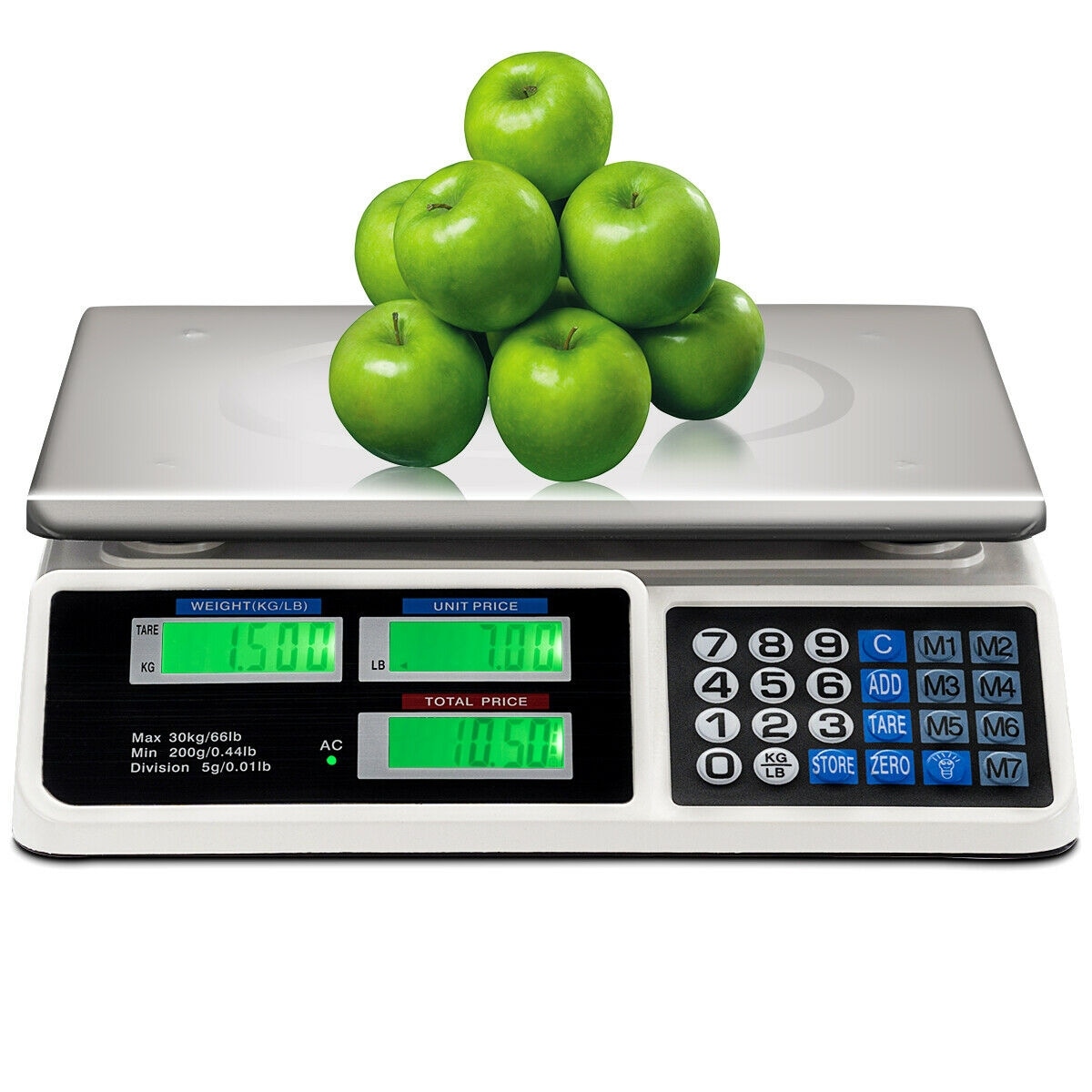 66Lbs Digital Weight Scale Price Computing Retail Count Scale Food - 13.5''  x 13'' x 4