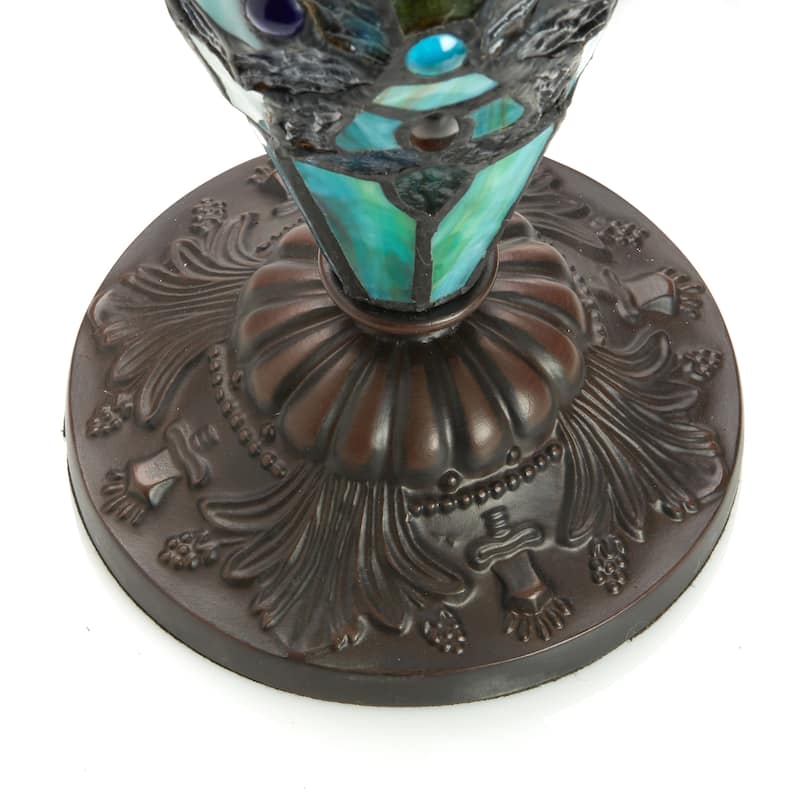 Gracewood Hollow Khelladi 20"H Stained Glass Multicolored Magna Carta Table Lamp - 14"L x 14"W x 20"H