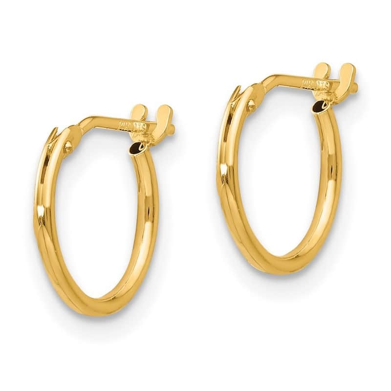 Curata 14k Yellow Gold Polished 11x1mm Thin Classic Hoop Earrings