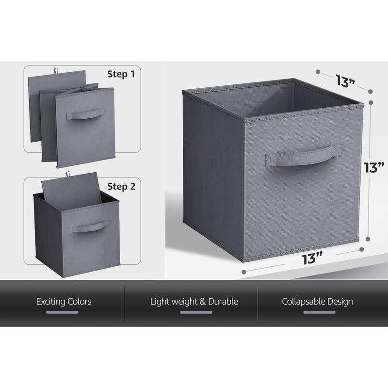 Sorbus Fabric Storage Bins 13" Foldable Cubes With Handles For Pantry, Cubbies, Toy And Closet Shelving Organization - 6Pk