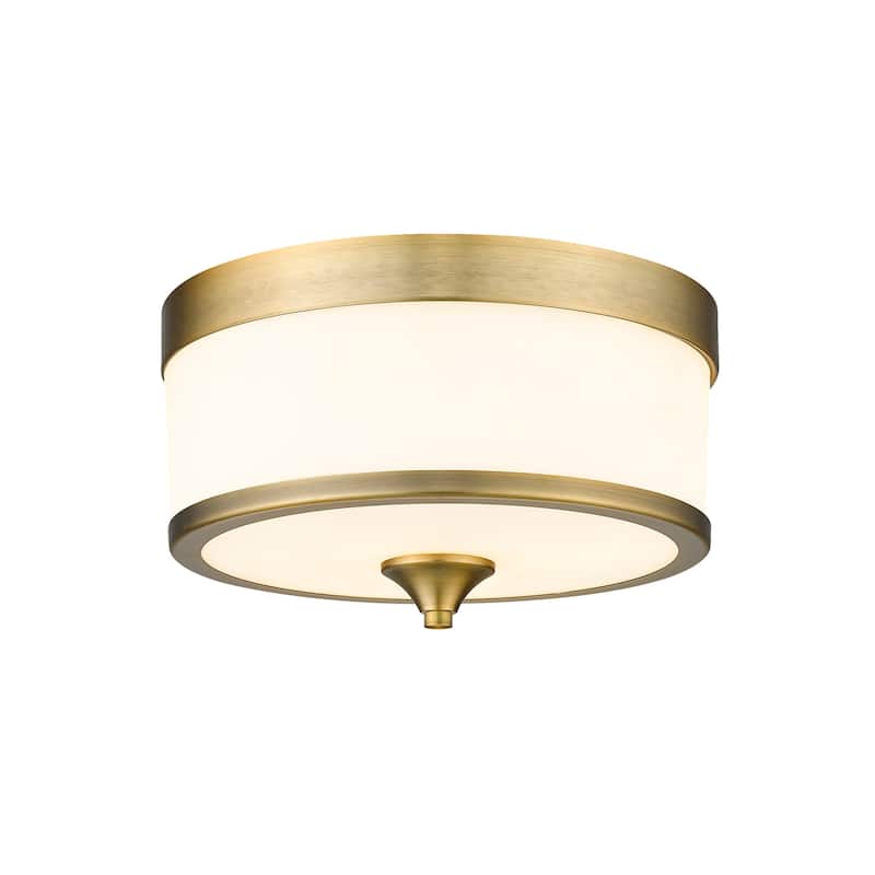 Z-Lite Cosmopolitan 3 Light 14" Wide Flush Mount Drum Ceiling Fixture - Heritage Brass