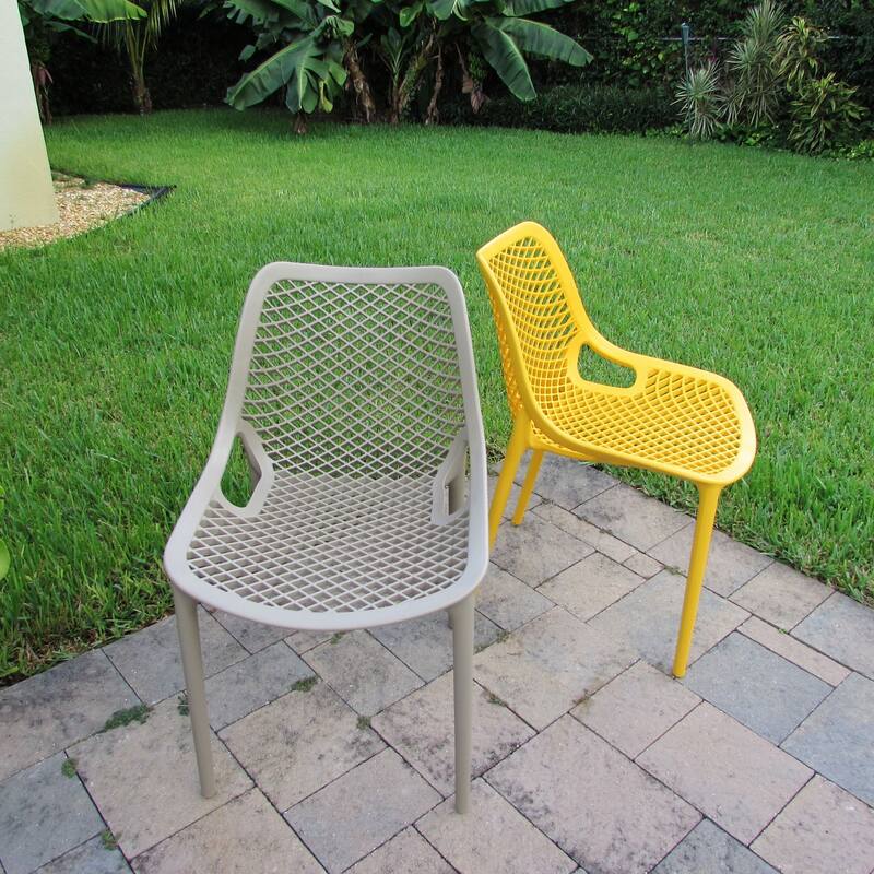 32.25" Yellow Stackable Outdoor Patio Dining Chair