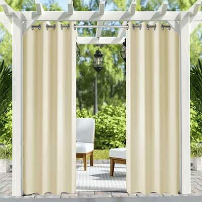 Waterproof Outdoor Curtains Patio Privacy Drape Thermal Insulated with Grommets - W50xL84 Inch