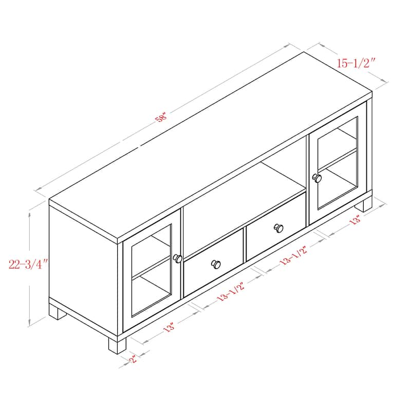 Black 2 Drawers 60-in TV Stand for TVs