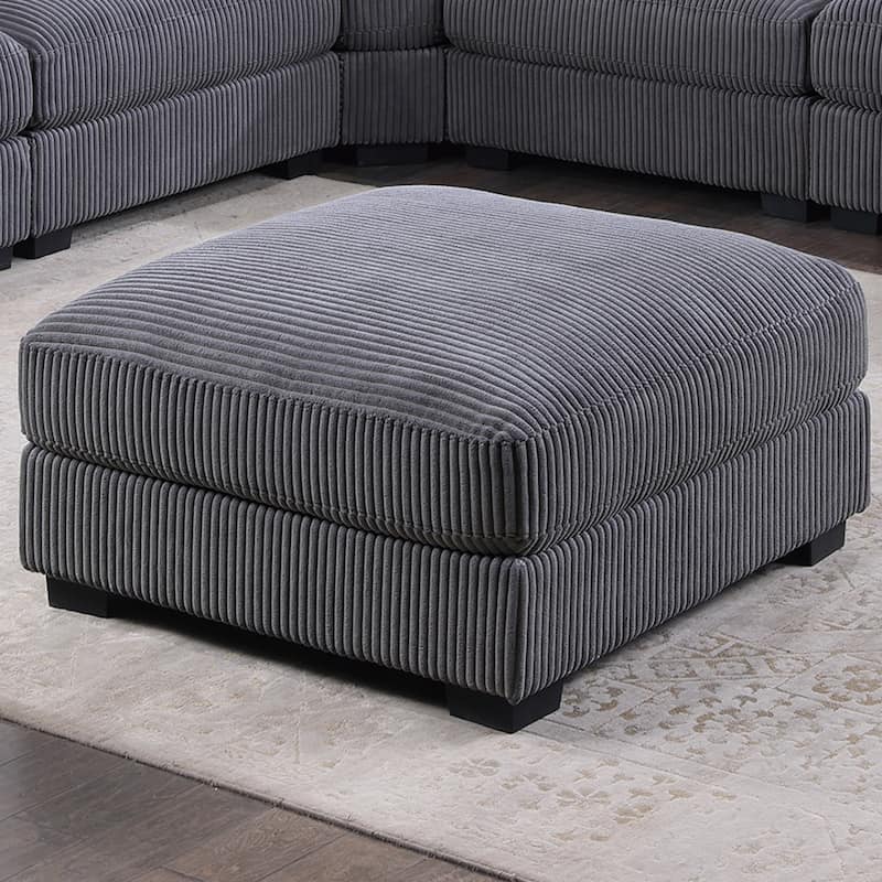 Gray Wide-Welt Corduroy Upholstered Modular Piece