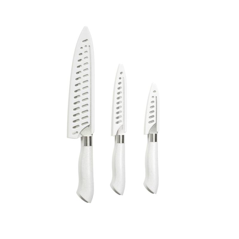 Dura Living EcoCut 3-Piece Kitchen Knife Set - High Carbon Stainless Steel Blades, Eco-Friendly Handles with Sheaths