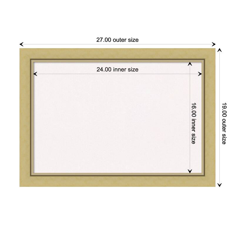 Landon Gold Narrow Framed White Corkboard Bulletin Board - Board Size 24x16