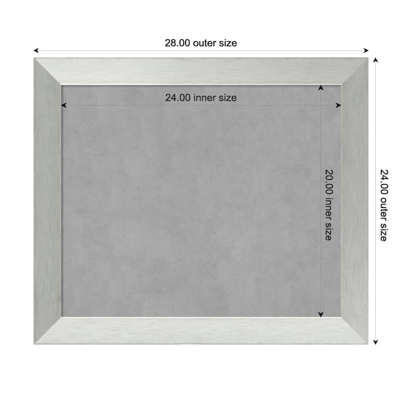 Amanti Art Brushed Sterling Silver Framed Magnetic Board - Board Size 24x20