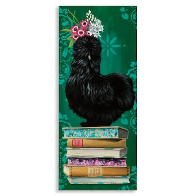 Stupell Country Chicken on Bookstack Canvas Wall Art Design By Heather Gauthier