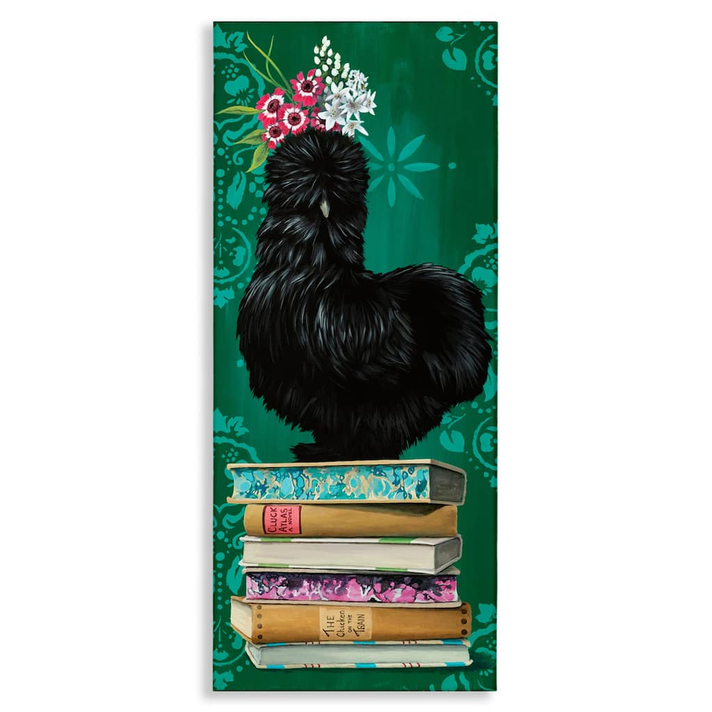 Stupell Country Chicken on Bookstack Canvas Wall Art Design By Heather Gauthier