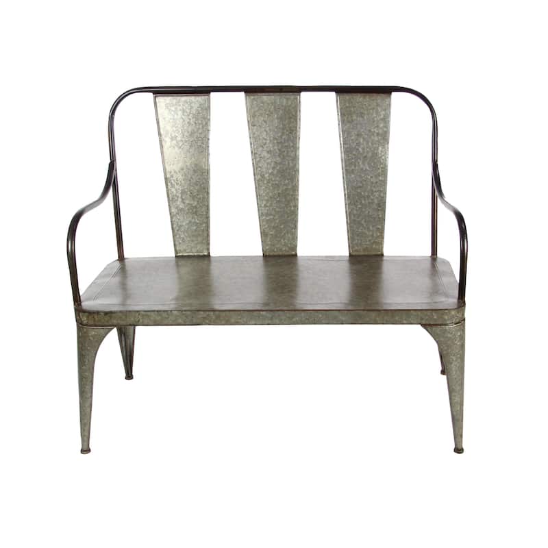 Metal Outdoor Bench - Silver - Roche River Decor - 26"W x 47"L x 40"H