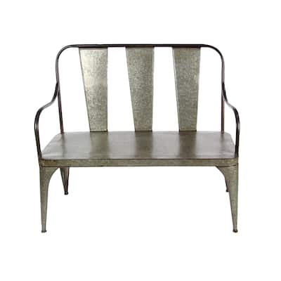 Metal Outdoor Bench - Silver - Roche River Decor - 26"W x 47"L x 40"H