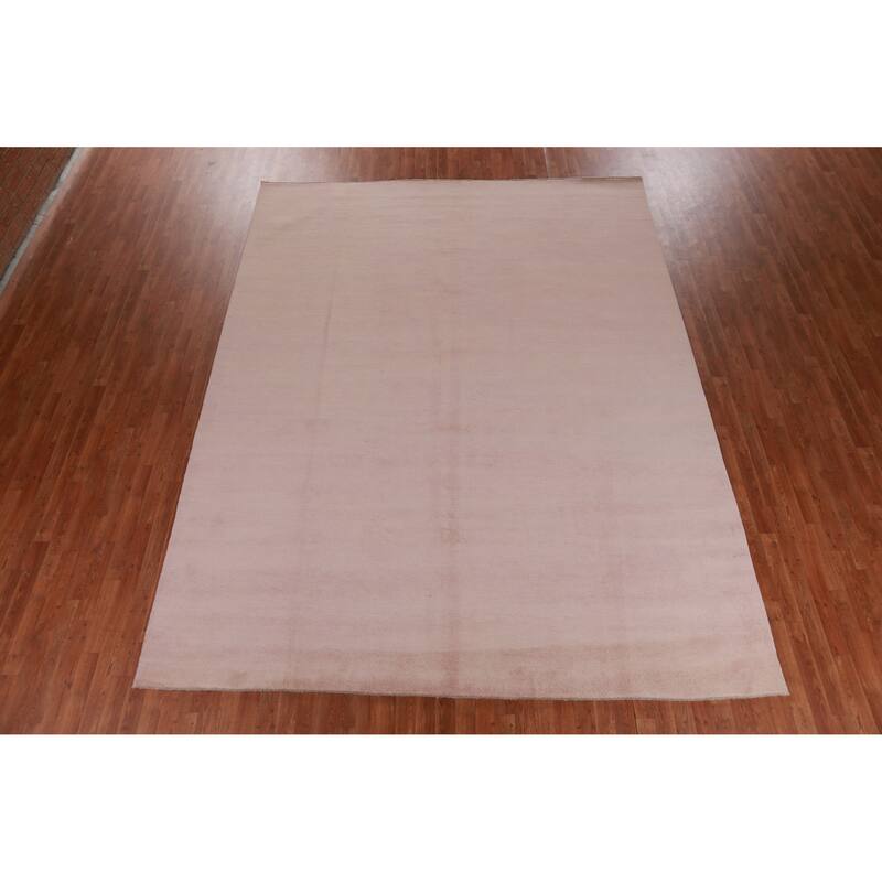Hand Knotted Oriental 100% Wool Carpet Modern Solid Peach Gabbeh Area Rug - 11' 11'' X 9' 3''