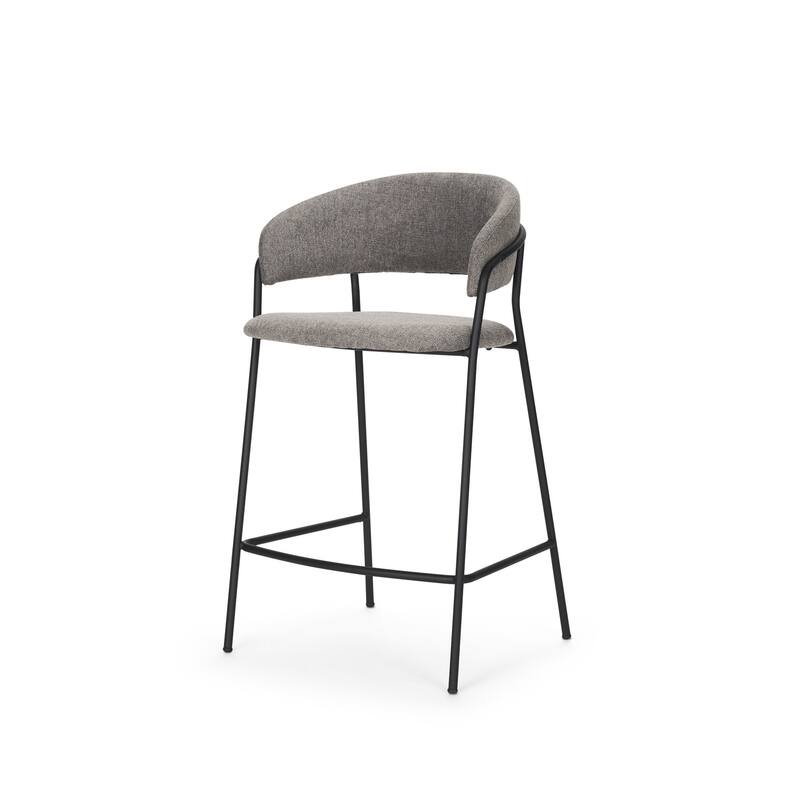 HomeRoots 26" Gray and Black Fabric and Metal Counter Height Bar Chair