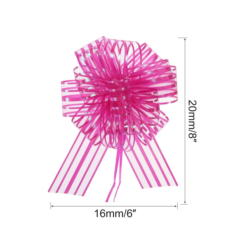 5pcs 6 Inch Organza Large Pull Bow Gift Wrapping Bows Chiffon - Rose Red