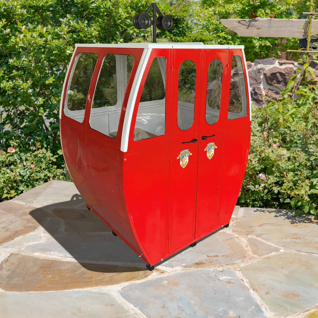 7.75ft. Tall Glossy Red Iron Gondola Decorative Display & Seating Area - Red and White