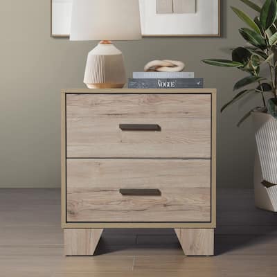 CraftPorch Simple Clean-Lines 2-Drawers Wooden Nightstand