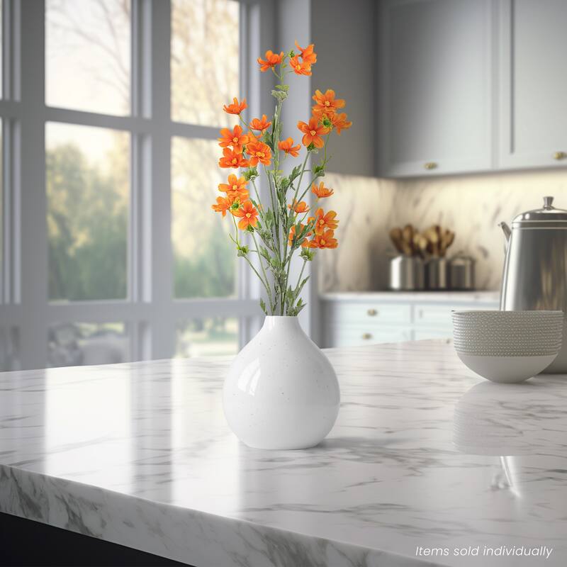 Baby Cosmos Artificial Silk Floral Spray - 27.5" - Orange