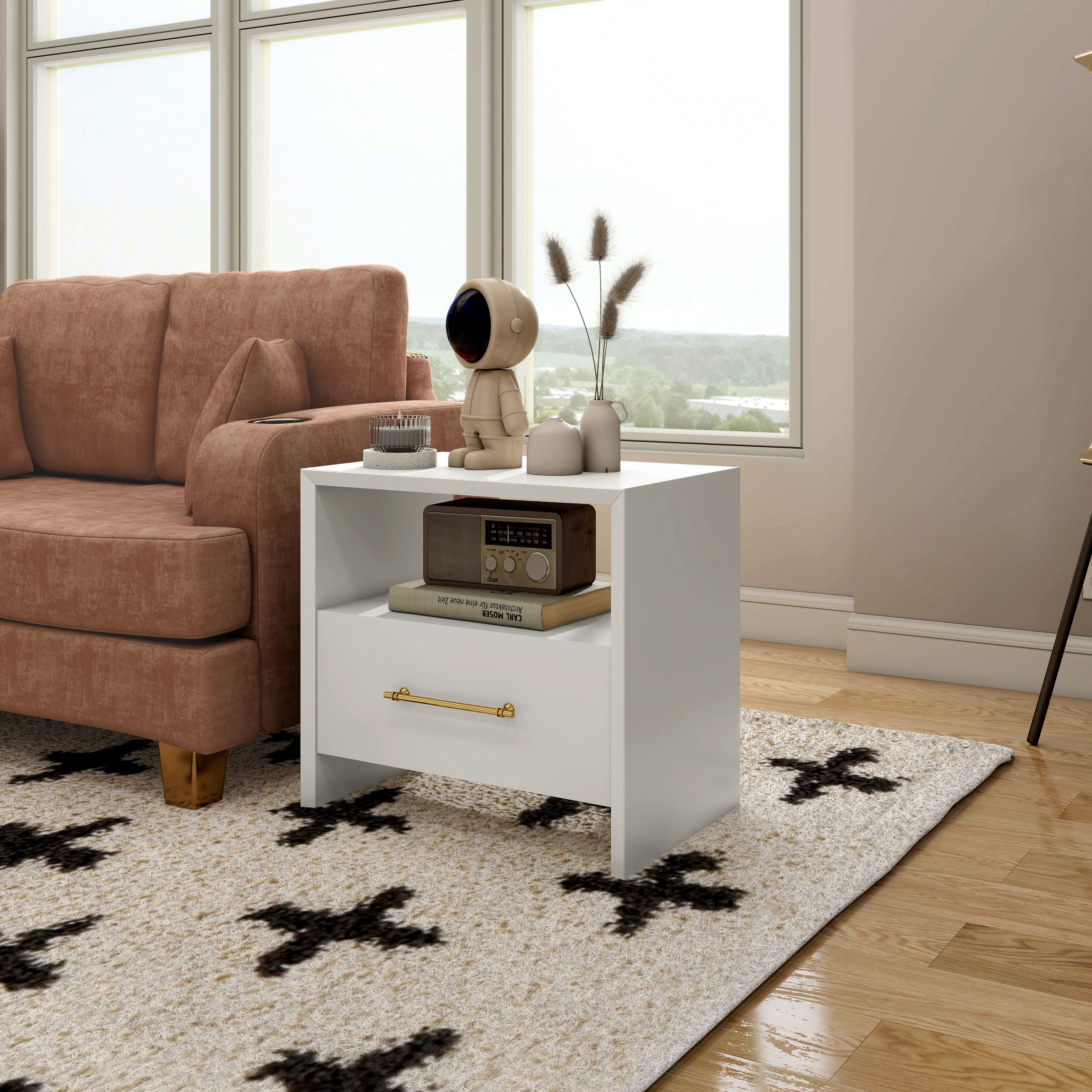247 Shop At Home Modern 23-inch End Table with Drawer and Open Shelf