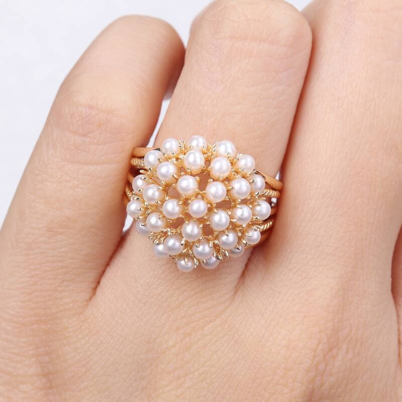 Miadora Cultured Freshwater Pearl Split Shank Ring in Yellow Silver