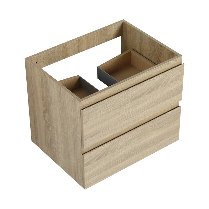24" Floating Bathroom Vanity Cabinet with 2 Soft-Close Drawers, Wood Grain Design, Eco-Friendly Plywood