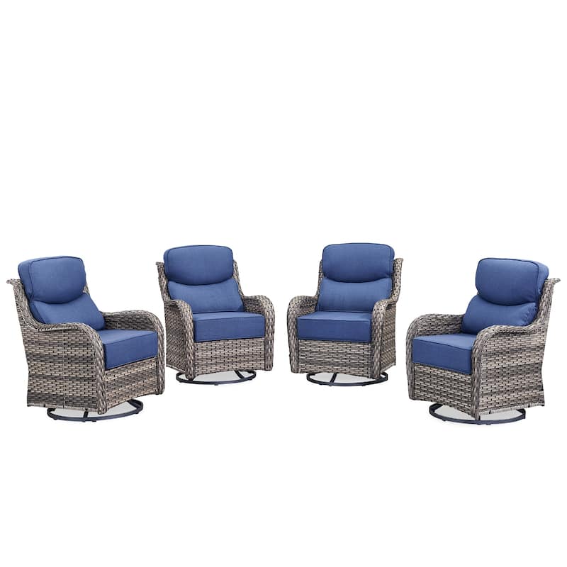 Outdoor Swivel Chairs with 6-Inch Thick Cushions for Garden