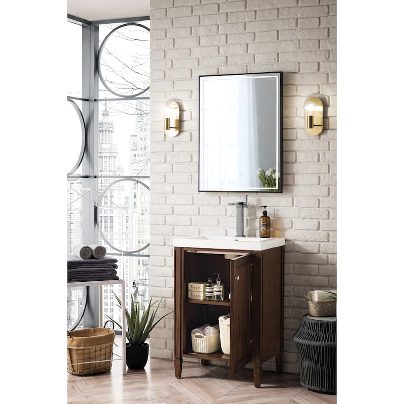 James Martin Vanities Britannia 24" Single Vanity Cabinet, w/Glossy White Composite Stone Countertop