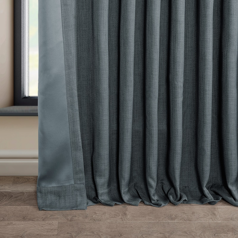 Exclusive Fabrics Faux Linen Extra Wide Room Darkening Curtains Panel - Versatile Privacy Drapery for Wide Windows (1 Panel)