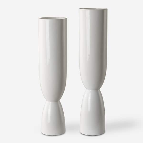 slide 2 of 3, Uttermost Kimist White Vases, Set Of 2