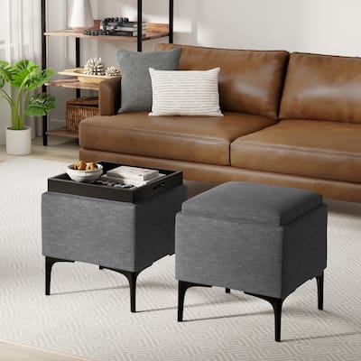 Natasha Storage Ottoman with Tray