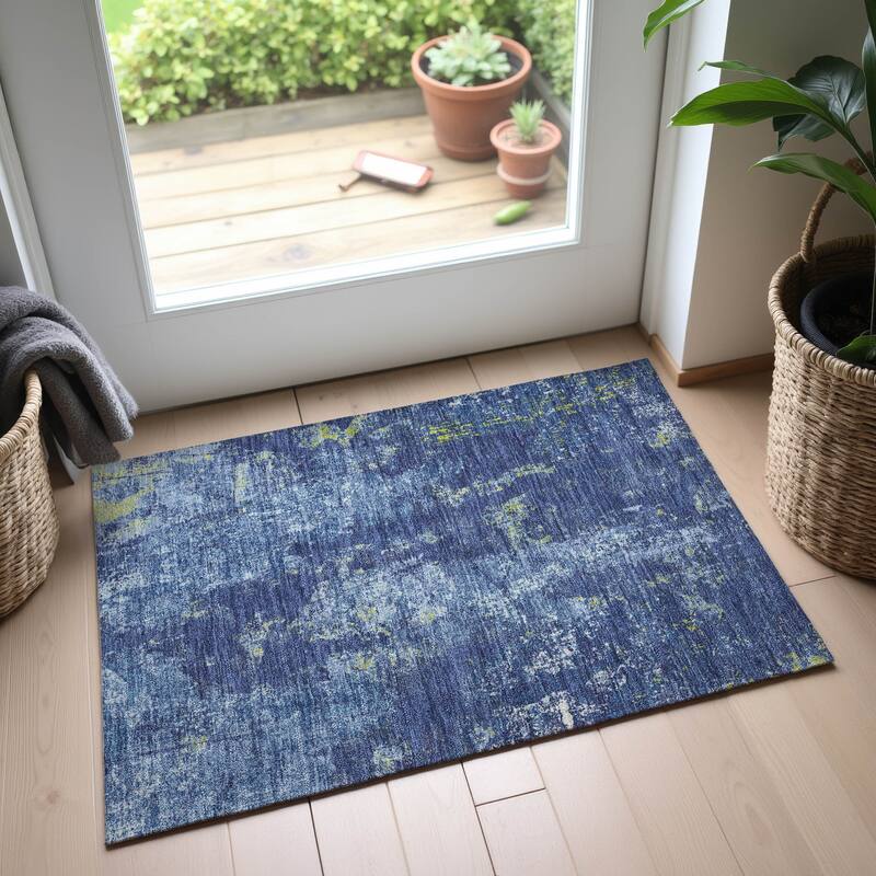 Premium Washable Super Soft Abstract Glam Mayfield Rug - Navy - 1'8" x 2'6"