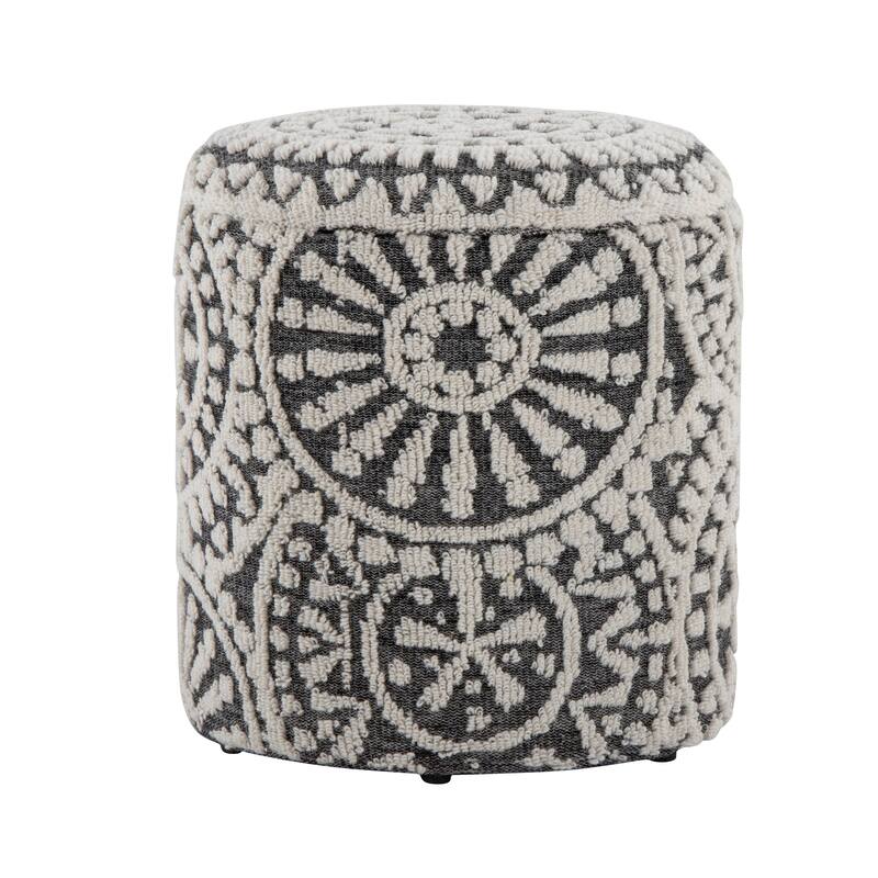 Tahoe 18" Ottoman - Black Wool/Ivory Wool