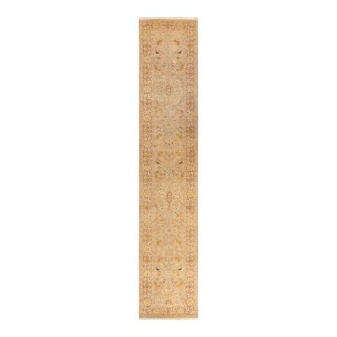 Overton One-of-a-Kind Hand-Knotted Contemporary Oriental Eclectic Ivory Area Rug - 2' 7" x 14' 2"